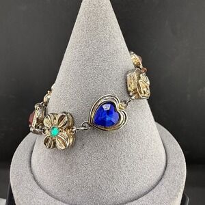 Vintage Victorian Revival Charm Bracelet Slider Gold Tone 6”